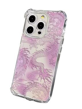 Coquette pink transparent Chinese dragon Protective iPhone 16 pro Case
